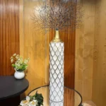 Imported J-Star Antique White & Gold Metal Vase – 2.5Ft