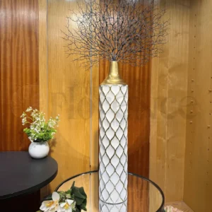 Imported J-Star Antique White & Gold Metal Vase – 2.5Ft