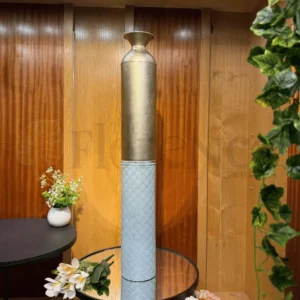 Imported J-Star Antique Sky Blue & Gold Metal Vase – 3.5Ft