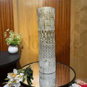 Imported J-Star Antique White & Gold Metal Cylinder Vase – 2.5Ft