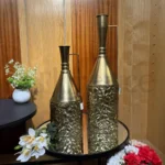 Imported J-Star Antique Gold Metal Vase Set – (1.8 & 2)Ft