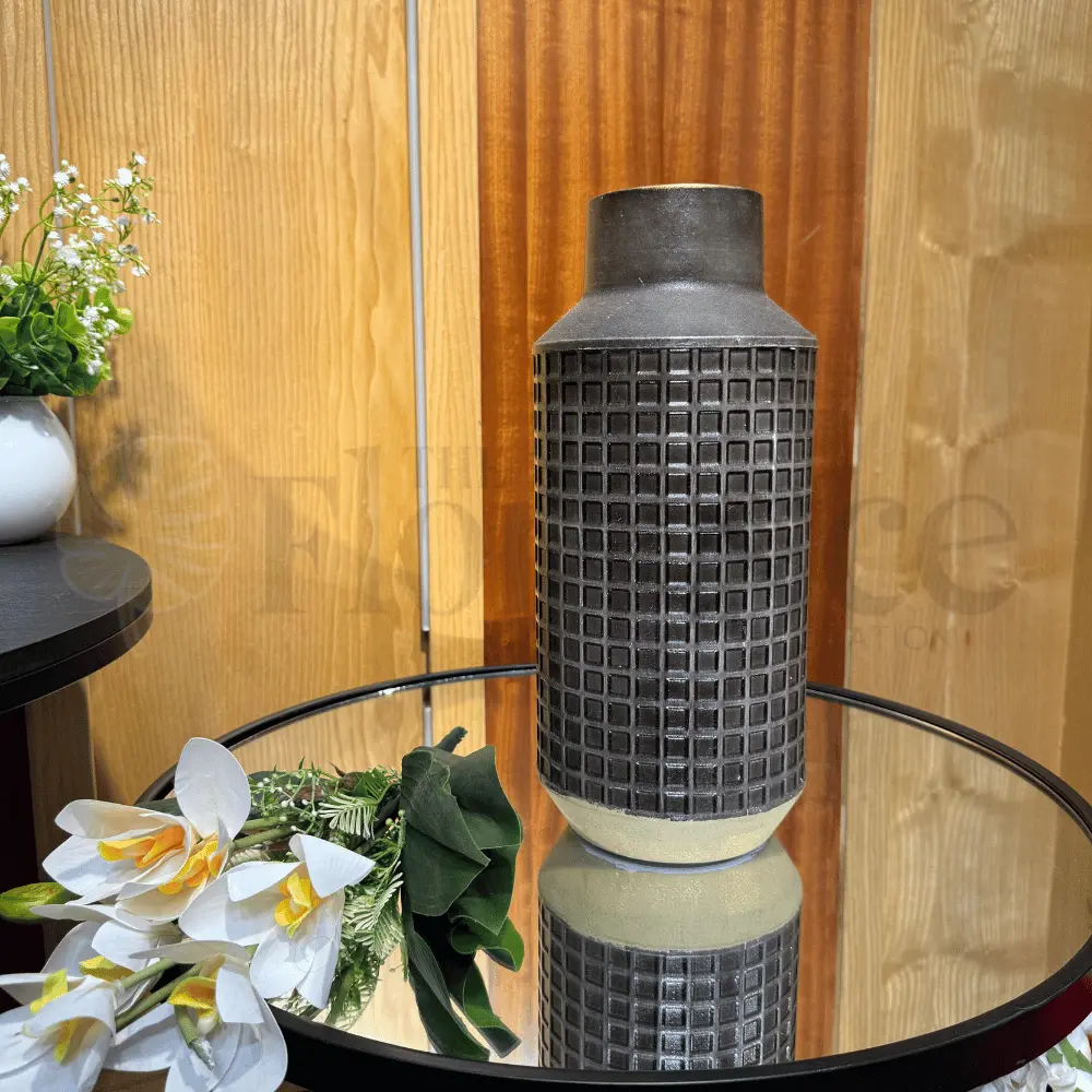 Imported J-Star Antique Brown Metal Vase – 1.25Ft