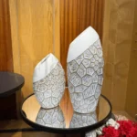 Imported White & Gold Fiber Vase Set – (1 & 1.5)Ft