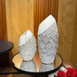 Imported White & Gold Fiber Vase Set – (1 & 1.5)Ft