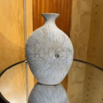 Imported Bottle-Shaped White & Gold Fiber Vase – 1Ft