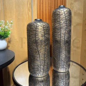 Imported Black & Gold Fiber Vase Set – (1.3 & 1.6)Ft