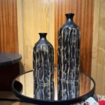 Imported Black & Gold Fiber Vase Set – (1.16 & 1.6)Ft