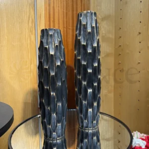 Imported Black & Gold Fiber Vase Set – (1.6 & 2)Ft